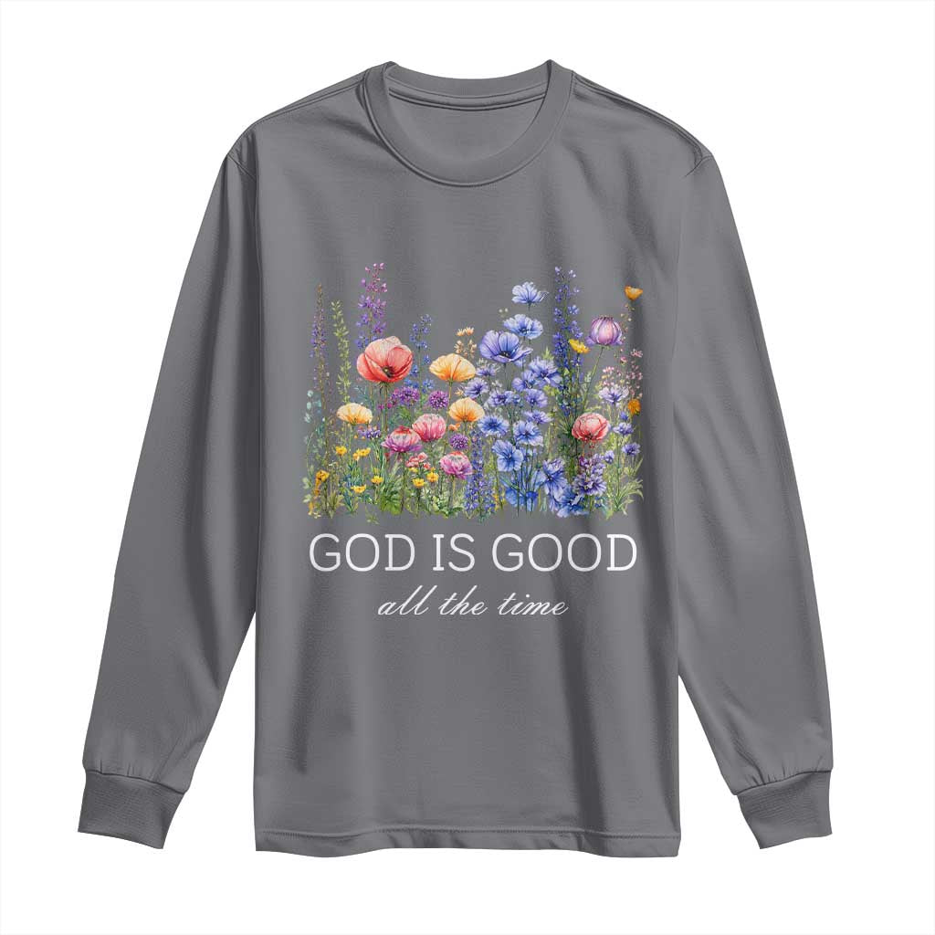 God Is Good Long Sleeve Shirt Wildflower Christian Jesus Graphic Religious Bible Verse