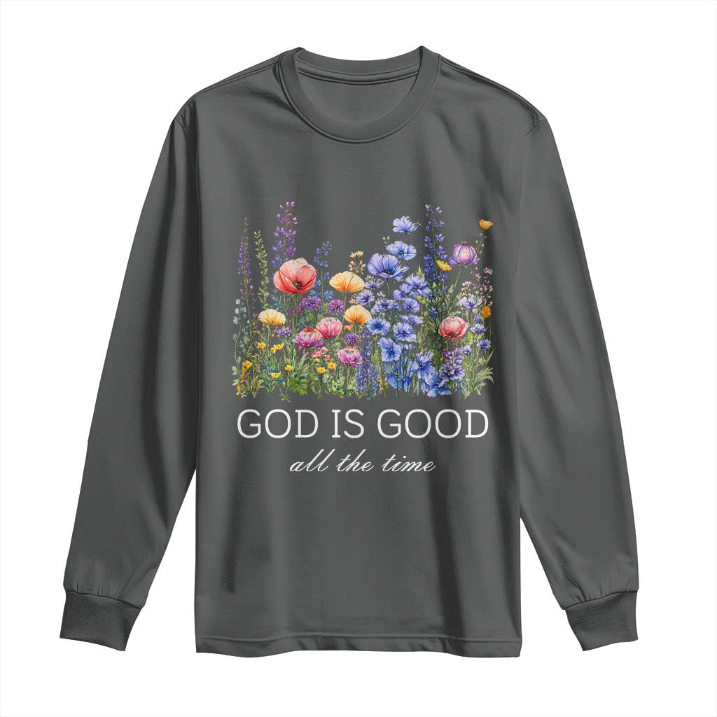 God Is Good Long Sleeve Shirt Wildflower Christian Jesus Graphic Religious Bible Verse