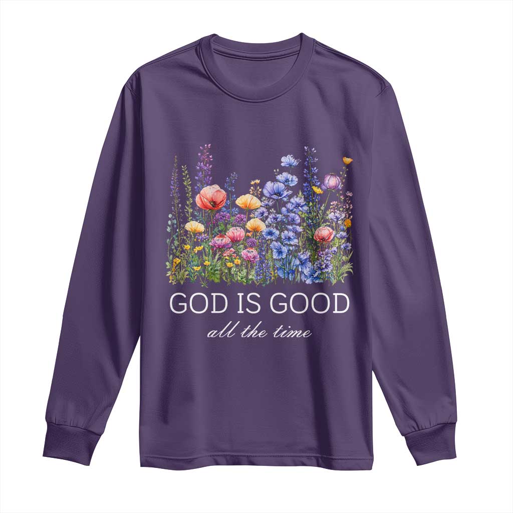 God Is Good Long Sleeve Shirt Wildflower Christian Jesus Graphic Religious Bible Verse