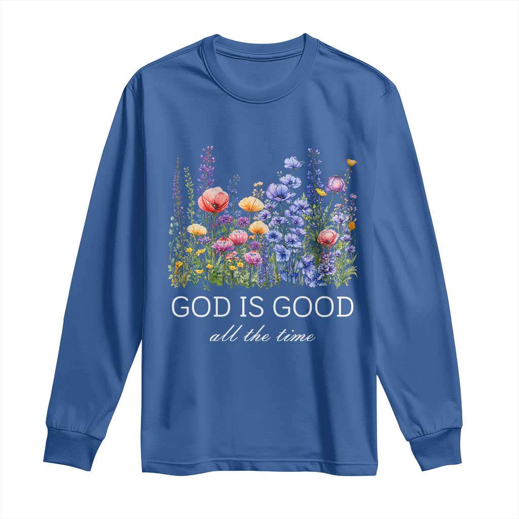 God Is Good Long Sleeve Shirt Wildflower Christian Jesus Graphic Religious Bible Verse