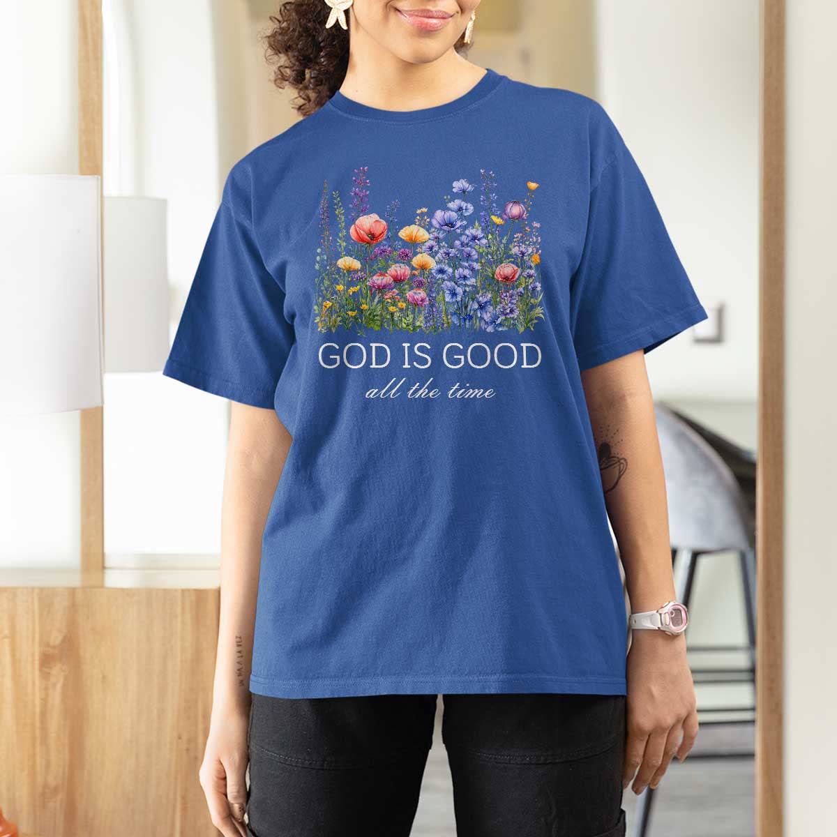 God Is Good T Shirt For Women Wildflower Christian Jesus Graphic Religious Bible Verse
