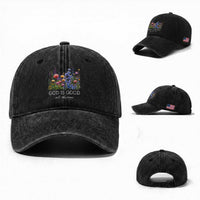 God Is Good Washed Cotton Baseball Cap Wildflower Christian Jesus Graphic Religious Bible Verse
