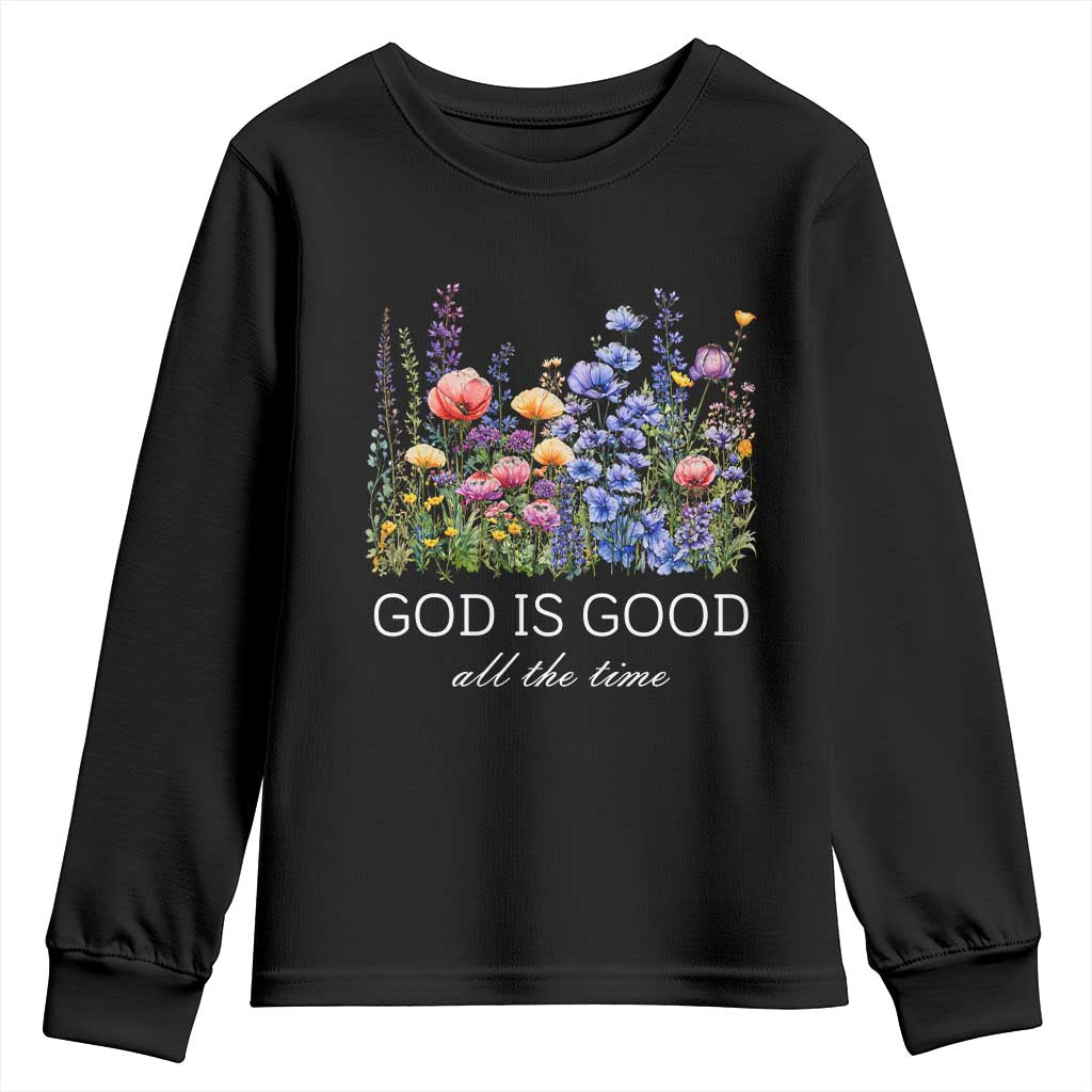 God Is Good Youth Sweatshirt Wildflower Christian Jesus Graphic Religious Bible Verse