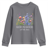 God Is Good Youth Sweatshirt Wildflower Christian Jesus Graphic Religious Bible Verse