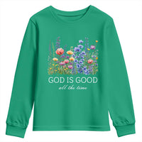 God Is Good Youth Sweatshirt Wildflower Christian Jesus Graphic Religious Bible Verse