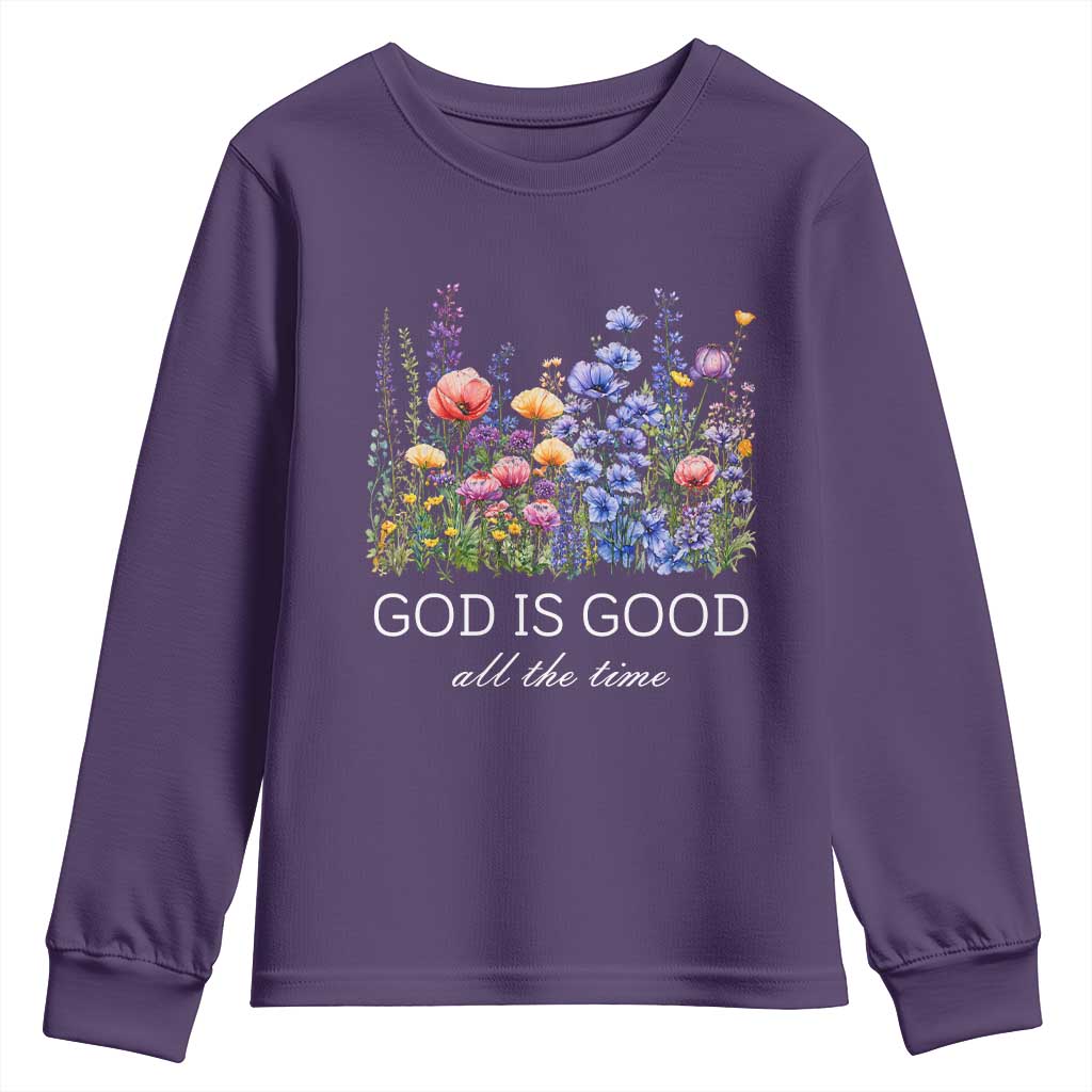 God Is Good Youth Sweatshirt Wildflower Christian Jesus Graphic Religious Bible Verse
