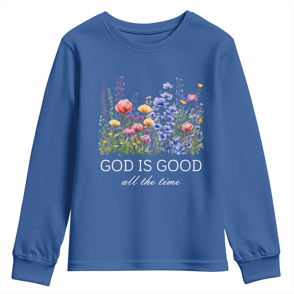 God Is Good Youth Sweatshirt Wildflower Christian Jesus Graphic Religious Bible Verse