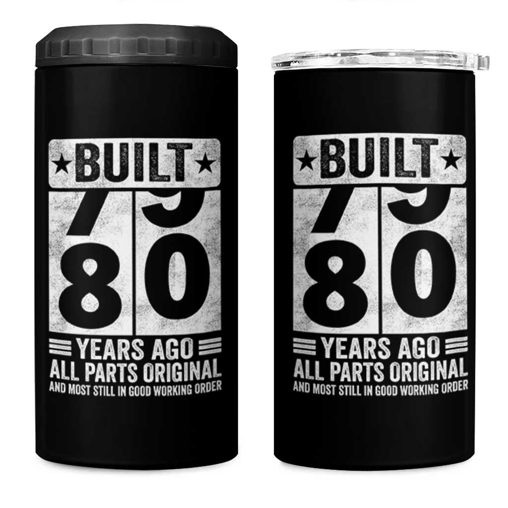 80th Birthday 4 in 1 Can Cooler Tumbler Built 80 Years Ago All Parts Original Gifts