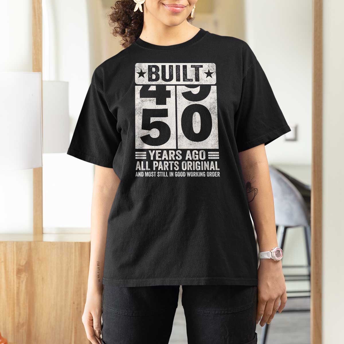50th Birthday T Shirt For Women Built 50 Years Ago All Parts Original Gifts