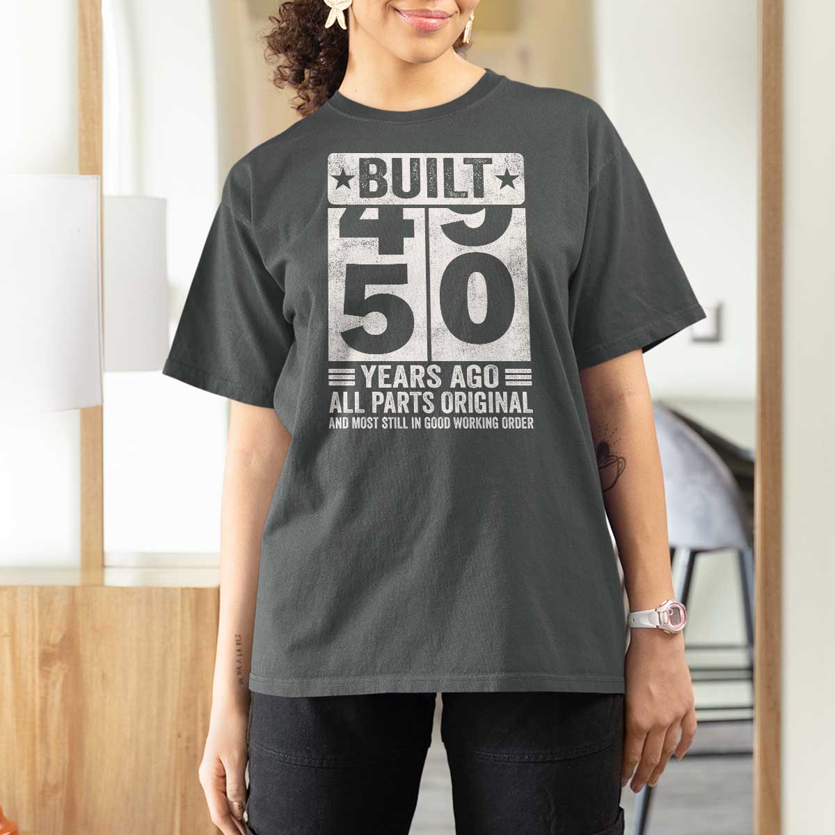 50th Birthday T Shirt For Women Built 50 Years Ago All Parts Original Gifts