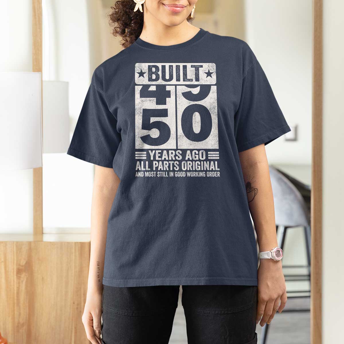 50th Birthday T Shirt For Women Built 50 Years Ago All Parts Original Gifts