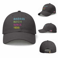 Funny 90th Birthday Baseball Cap Retro Vintage Badass Bih Since 1936