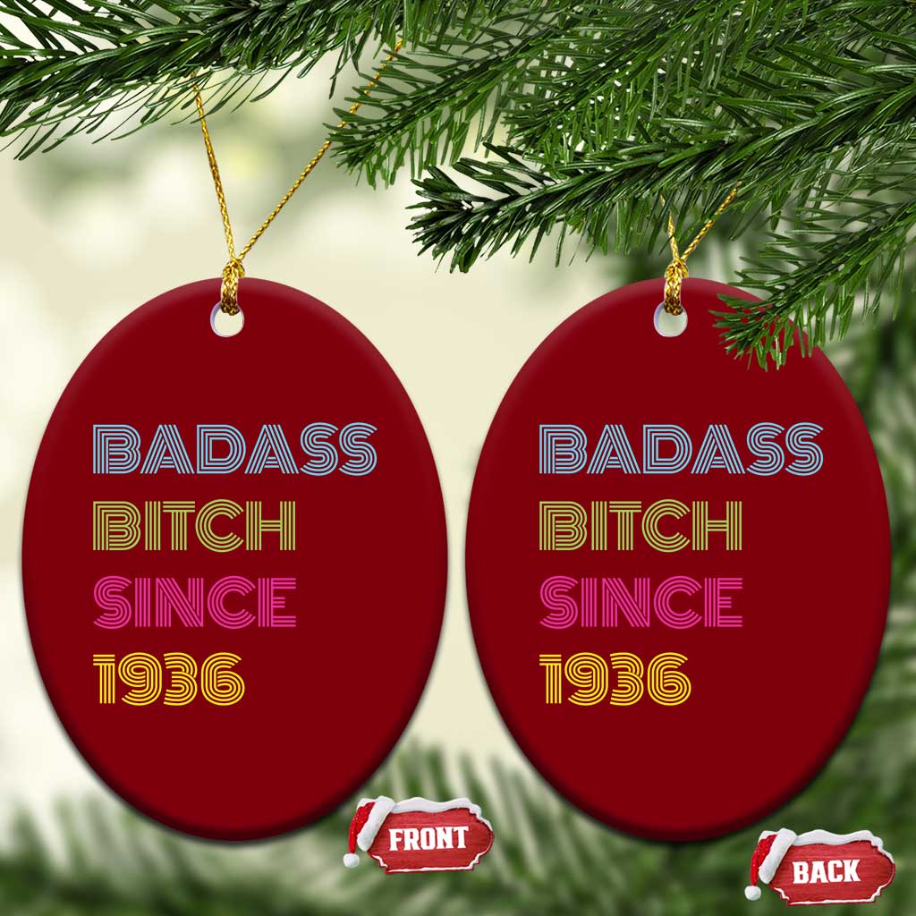 Funny 90th Birthday Ceramic Ornament Retro Vintage Badass Bih Since 1936