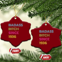 Funny 90th Birthday Ceramic Ornament Retro Vintage Badass Bih Since 1936