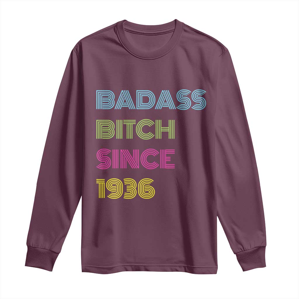 Funny 90th Birthday Long Sleeve Shirt Retro Vintage Badass Bih Since 1936