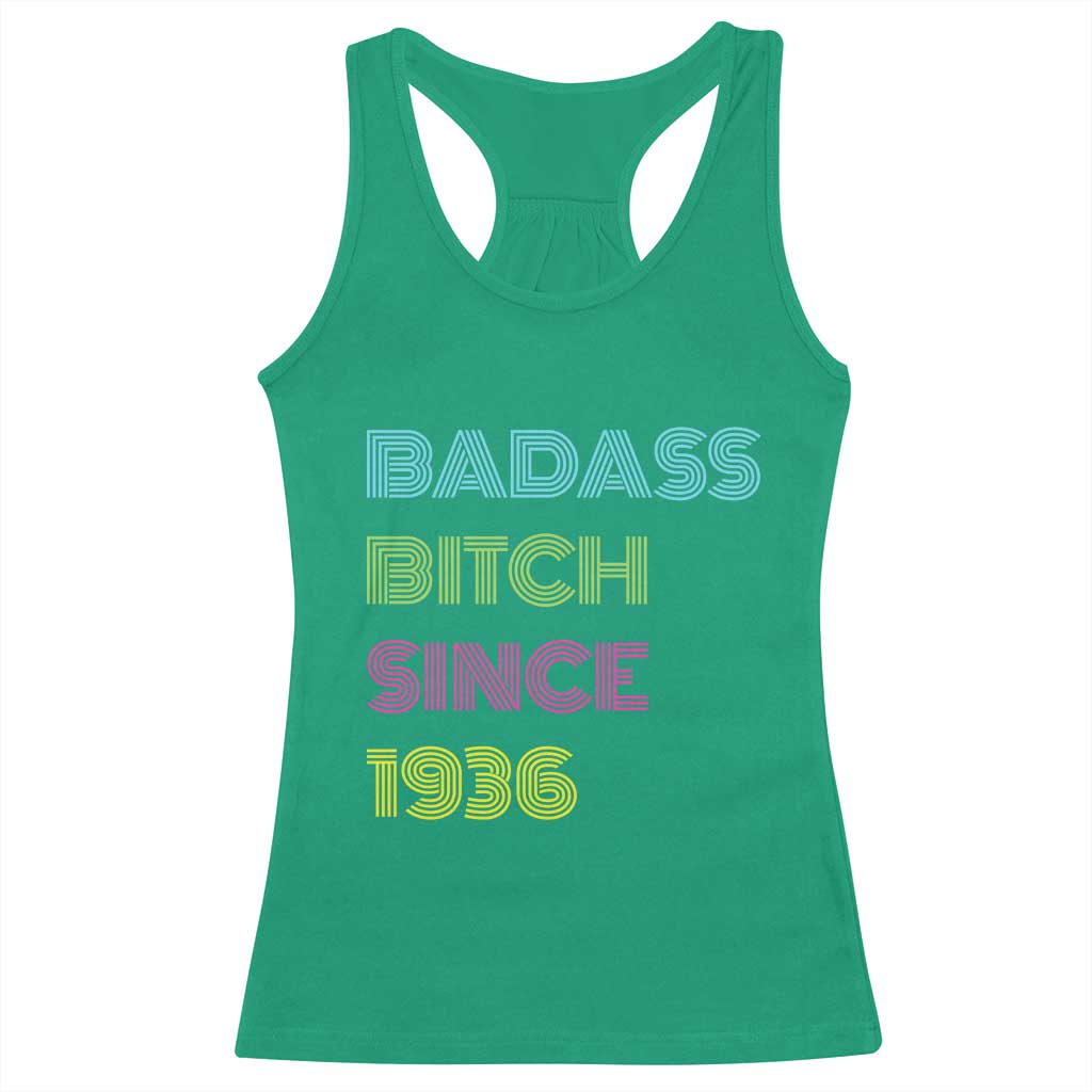 Funny 90th Birthday Racerback Tank Top Retro Vintage Badass Bih Since 1936