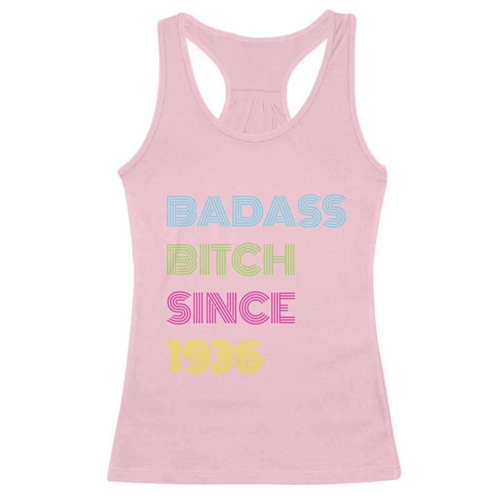 Funny 90th Birthday Racerback Tank Top Retro Vintage Badass Bih Since 1936