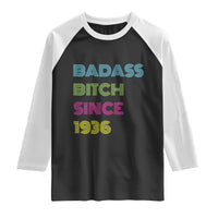 Funny 90th Birthday Raglan Shirt Retro Vintage Badass Bih Since 1936
