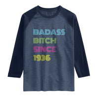 Funny 90th Birthday Raglan Shirt Retro Vintage Badass Bih Since 1936