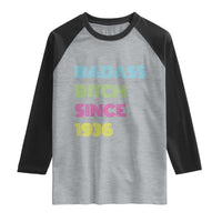 Funny 90th Birthday Raglan Shirt Retro Vintage Badass Bih Since 1936