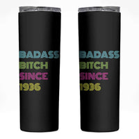 Funny 90th Birthday Skinny Tumbler Retro Vintage Badass Bih Since 1936