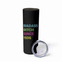 Funny 90th Birthday Skinny Tumbler Retro Vintage Badass Bih Since 1936