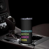 Funny 90th Birthday Skinny Tumbler Retro Vintage Badass Bih Since 1936