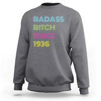 Funny 90th Birthday Sweatshirt Retro Vintage Badass Bih Since 1936