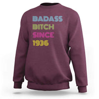 Funny 90th Birthday Sweatshirt Retro Vintage Badass Bih Since 1936