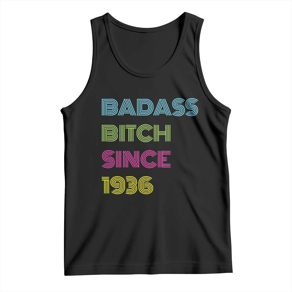 Funny 90th Birthday Tank Top Retro Vintage Badass Bih Since 1936