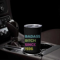 Funny 90th Birthday Tumbler Cup Retro Vintage Badass Bih Since 1936