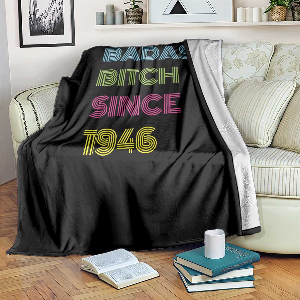 Funny 80th Birthday Throw Blanket Retro Vintage Badass Bih Since 1946