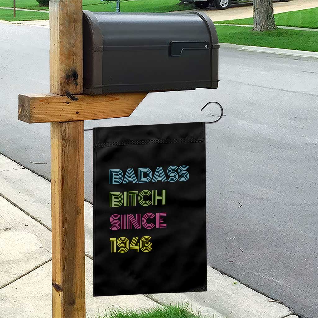 Funny 80th Birthday Garden Flag Retro Vintage Badass Bih Since 1946