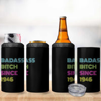 Funny 80th Birthday 4 in 1 Can Cooler Tumbler Retro Vintage Badass Bih Since 1946
