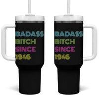 Funny 80th Birthday Tumbler With Handle Retro Vintage Badass Bih Since 1946