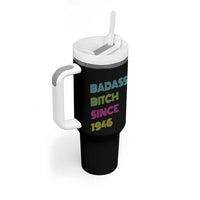 Funny 80th Birthday Tumbler With Handle Retro Vintage Badass Bih Since 1946