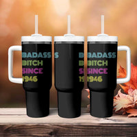 Funny 80th Birthday Tumbler With Handle Retro Vintage Badass Bih Since 1946