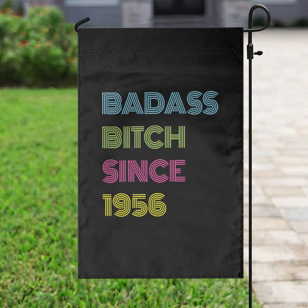 Funny 70th Birthday Garden Flag Retro Vintage Badass Bih Since 1956