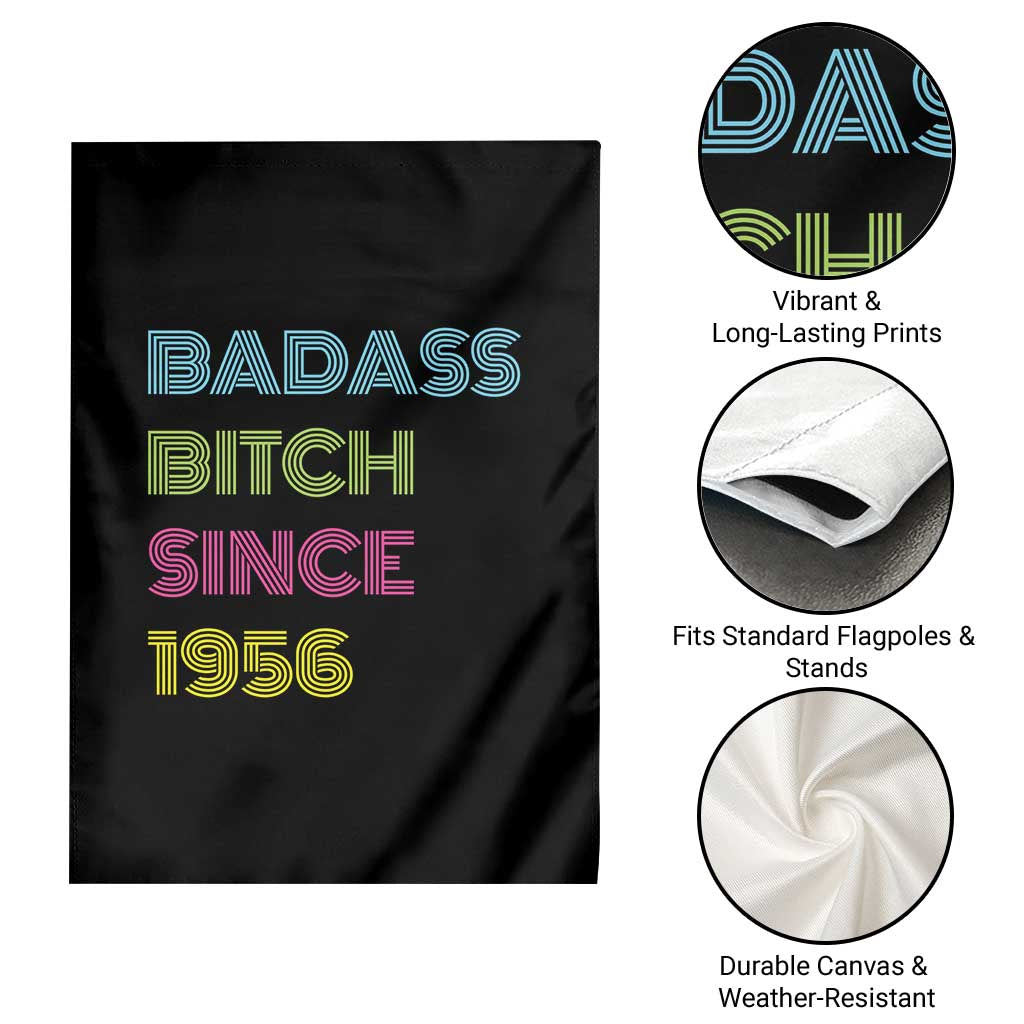 Funny 70th Birthday Garden Flag Retro Vintage Badass Bih Since 1956