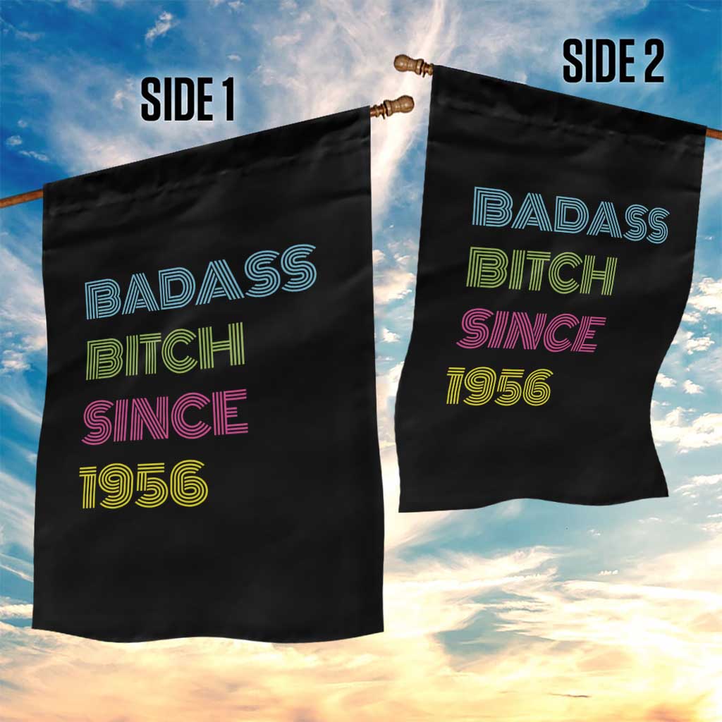 Funny 70th Birthday Garden Flag Retro Vintage Badass Bih Since 1956