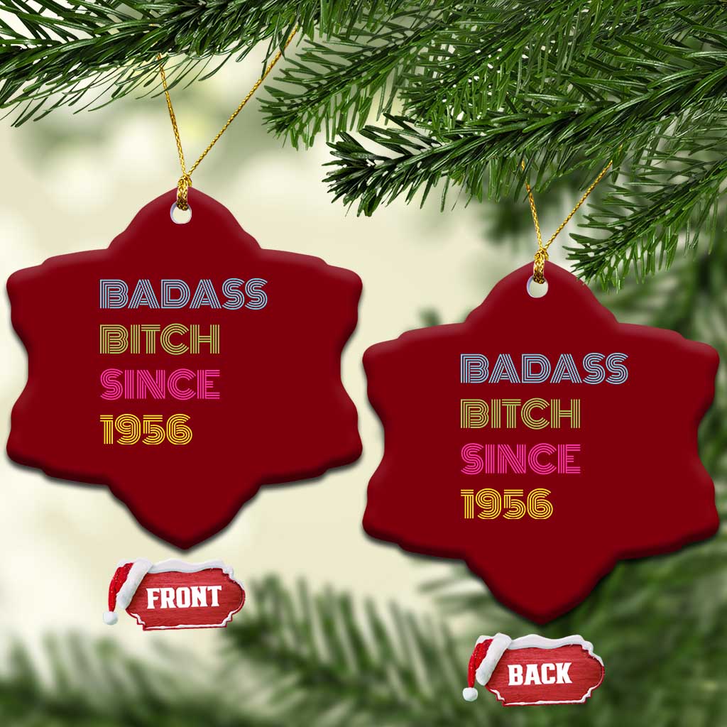 Funny 70th Birthday Ceramic Ornament Retro Vintage Badass Bih Since 1956
