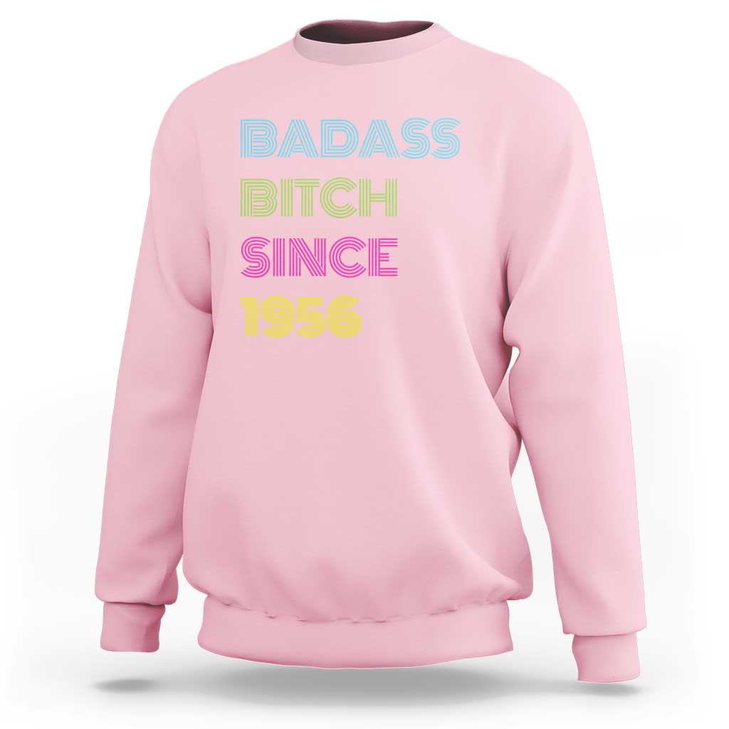 Funny 70th Birthday Sweatshirt Retro Vintage Badass Bih Since 1956