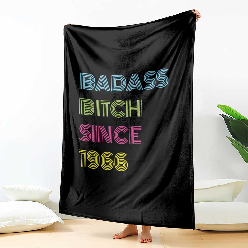 Funny 60th Birthday Throw Blanket Retro Vintage Badass Bih Since 1966