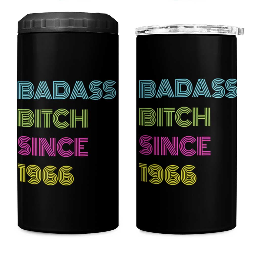 Funny 60th Birthday 4 in 1 Can Cooler Tumbler Retro Vintage Badass Bih Since 1966