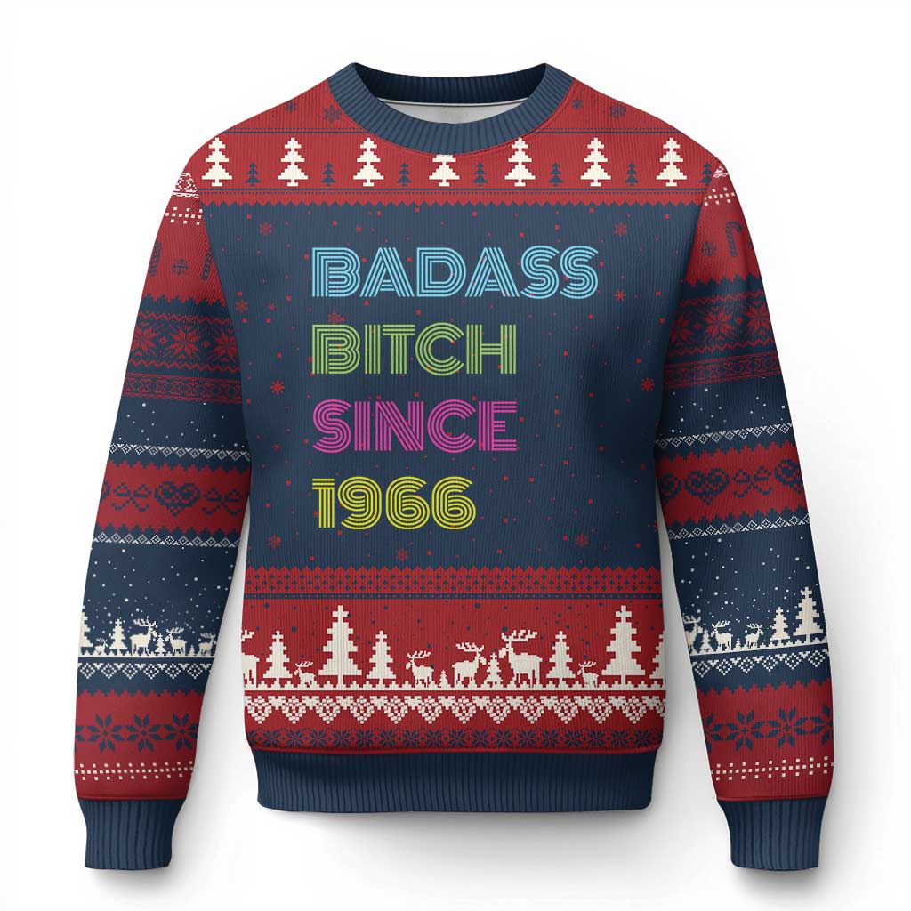 Funny 60th Birthday Ugly Christmas Sweater Retro Vintage Badass Bih Since 1966