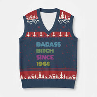 Funny 60th Birthday V-Neck Knit Sweater Vest Retro Vintage Badass Bih Since 1966