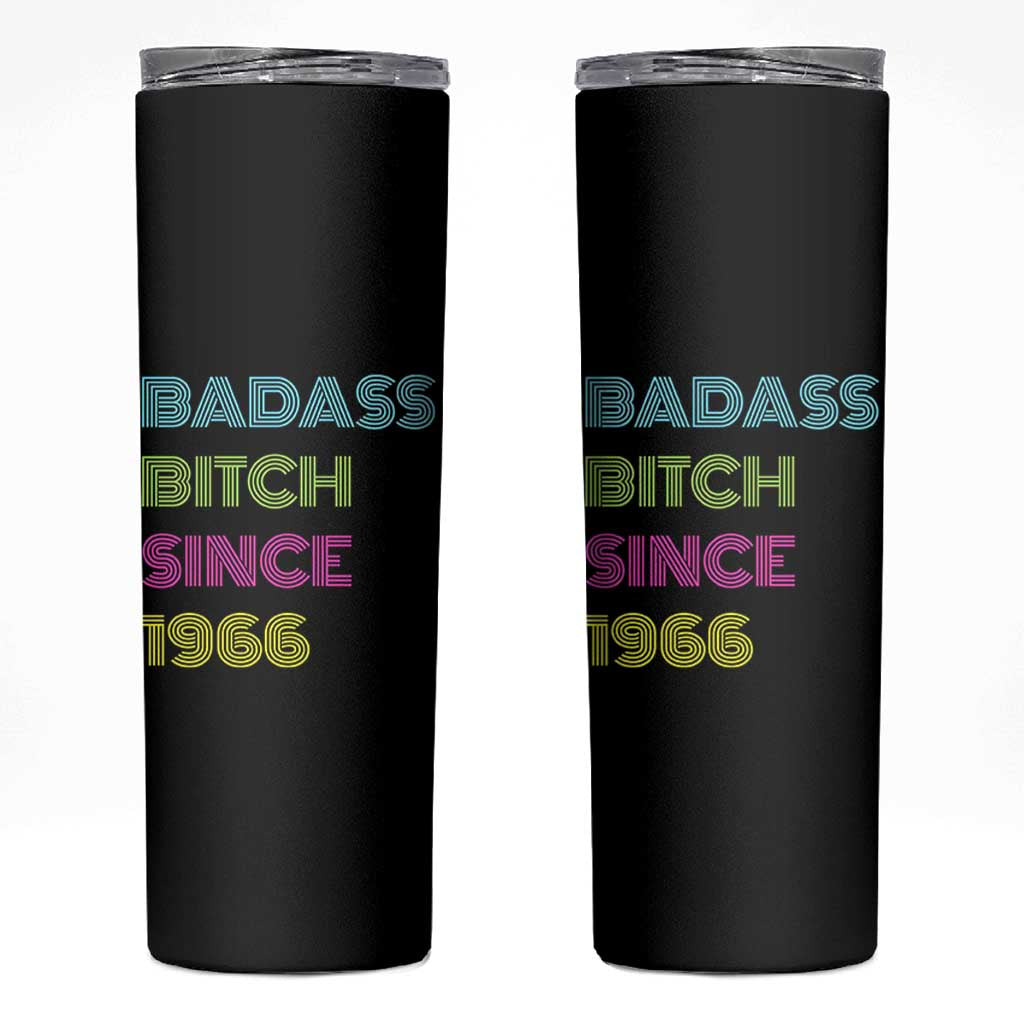Funny 60th Birthday Skinny Tumbler Retro Vintage Badass Bih Since 1966