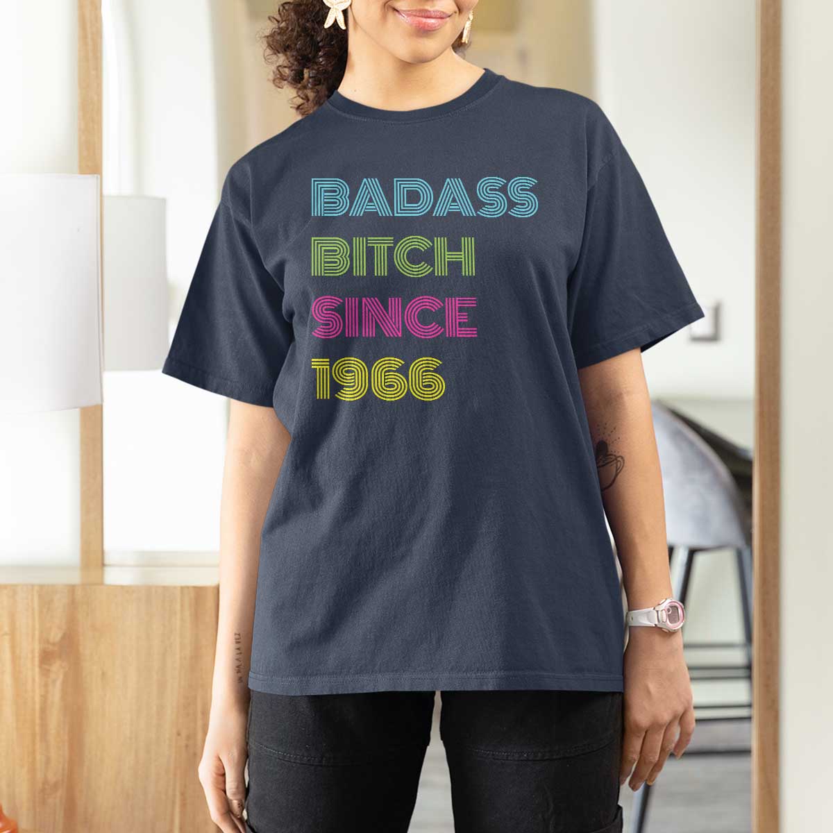 Funny 60th Birthday T Shirt For Women Retro Vintage Badass Bih Since 1966