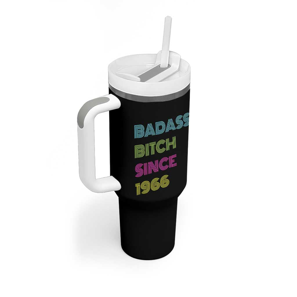 Funny 60th Birthday Tumbler With Handle Retro Vintage Badass Bih Since 1966