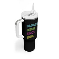 Funny 60th Birthday Tumbler With Handle Retro Vintage Badass Bih Since 1966
